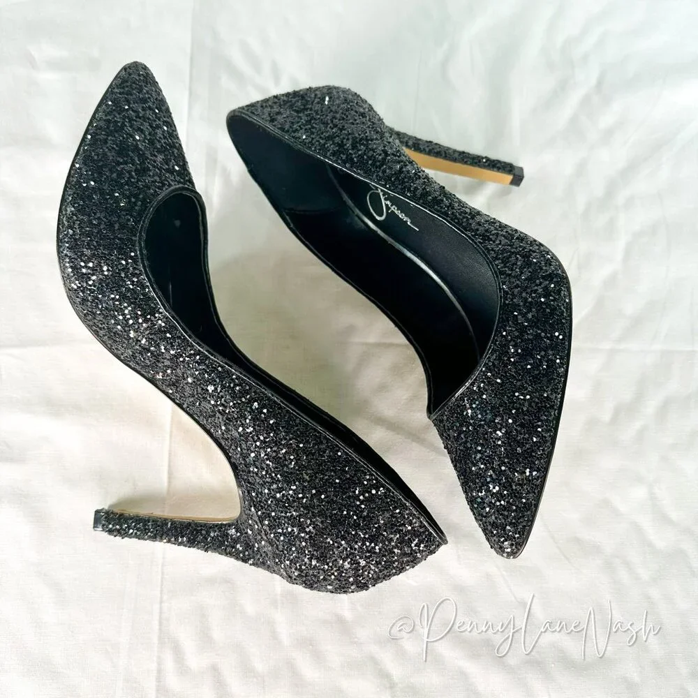 Jessica Simpson Veronica Glitter Pumps Black Size 8 - Picture 7 of 9